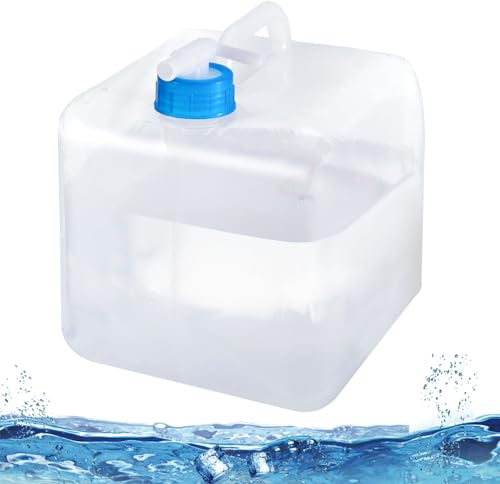 Livdouyu Wasserkanister Faltbar Wasserkanister Mit Hahn 5L Trinkwasser Wasserbehälter mit Tragegriff Wiederverwendbare Faltwasserkanister für Outdoor Camping Wanderungen Picknicks