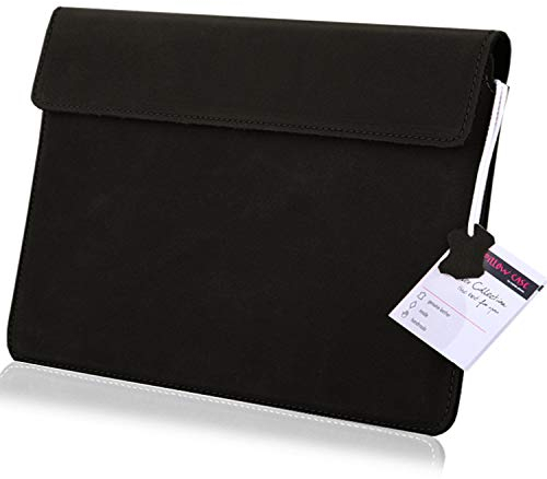 MOELECTRONIX ECHT Leder Notebook Hülle passend für Schenker Key 17 Pro | Schutz Tasche Laptop Ledertasche Slim mit Magnetverschluss | L1 SCHWARZ