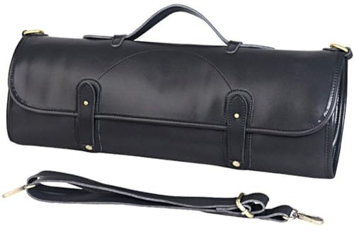 Chef Knife Roll Bag Leather Knife Carrying Case with 10 Pockets Multi-function Tool Roll Bag for Kitchen Traveling Camping