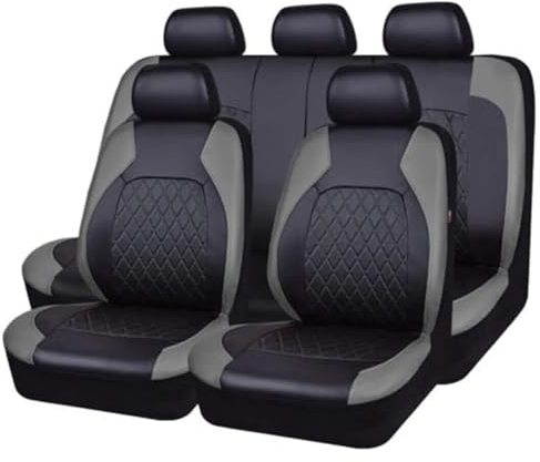 BFRDGE 9 Stück Autositzbezüge, für Dacia Duster 2018-2023 2024 Allwetter Wasserdicht, Sitzbezug aus PU-Leder Komplett-Set,B/Grey