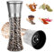 2 pcs Molinillo Pimienta, RISVOWO 180ml Molino de Especias Vidrio, Ajustable Molinillo de Sal y Pimienta Con molino de cerámica