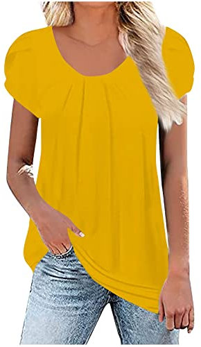 Vêtements Médicals Chemisier Femme Chic Tee Shirt Femme Jaune Tunique Femme Lin Blanc Lot de Tee Shirt Femme Tee Shirt Femme Rose Poudré Blouse Femme Coton Professionnel Jaune L
