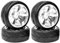 KINGCOO RC Auto Reifen und Räder Set, 4Stück 64mm Gummireifen und 6 Speichen Felgen Kunststoff Rad 12mm Hex für 1/10 RC On-Road Run-Flating Touring Racing Auto (Silber)