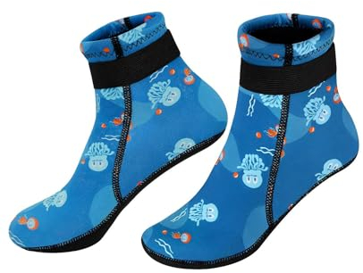 Gogokids Neoprensocken Kinder 3mm, Warm Halten Tauchsocken, rutschfeste Schwimmsocken, Mit Klettverschluss Beachvolleyball Socken für Schnorcheln, Surfen, Beach Volleyball, Strand