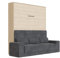 SMARTBett Schrankbett mit Anthrazit Sofa M1 160x200 Vertikal Kaiserberg Eiche