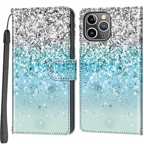 Salanheo Wallet Case for iPhone 12 Pro Max, Silver and blue | Card Slots, Kickstand, Shockproof, Magnetic Closure, PU Leather, Flip Wallet Book, Lanyard Strap