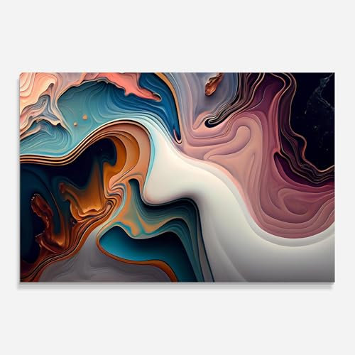 ARTHUB® Glasbild 80x120 cm, 5mm ESG | Moderne Wandbilder aus Glas für Wohnzimmer & Schlafzimmer, Wanddekoration, Wohnkultur, Abstrakte, Mixed Colors Marble