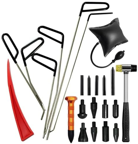 Ausbeulwerkzeug,Dellen Reparaturset Auto,Beulen Reparaturset Auto,23pcs Dellen reparaturset Auto,mit sechs eformten Haken und Knock-Down-Stift Kleine Hämmer und Luftpumpen für Dings Schäden Entferne