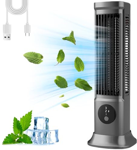 Tower Fans Oscillating Quiet 11.5 Tower Fans Oscillating Quiet, 3 Speeds Cooling Fan for Room, 90° Horizontal/Vertical Floor Fan, USB Bladeless Fan for Bedroom Dormitory Kitchen Office Grey
