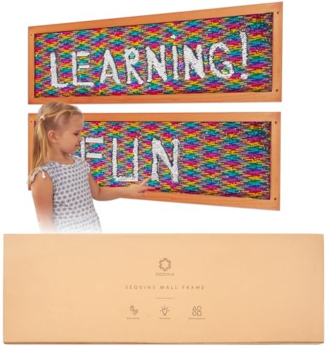 ODOXIA Paillettenwand 2er-Pack | Wendbare Pailletten-Tafel für Kinder | Sensorische Pailletten-Stoffwand | Flip-Sequin-Board | Wand- und Raum-Sensorik-Board