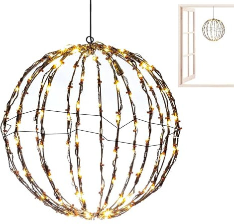 Bolas de Navidad para colgar - Luces navideñas LED, bolas luminosas para árboles alimentadas por pilas | Decoración exterior impermeable con luces LED de gran tamaño, bolas de N