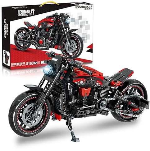 highdar Technik Motorrad Spielzeug Modellbausatz, 826 Klemmbausteine Harley Supermotorrad Bausteine, Geländemotorrad Kreatives STEM Bausatz Geschenk für Erwachsene Sammler Kinder