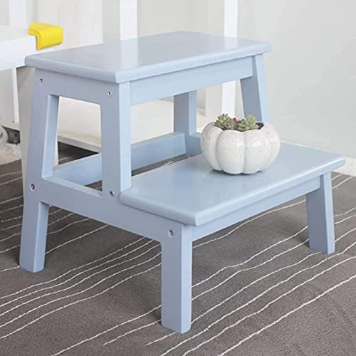QZQJUILU Escabeau Échelle Bois Massif Changer Ses Chaussures Tabouret Escalier Simple Échelle À 2 Niveaux Escabeau/Vert