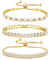 JeweBella 3 Stück Armband Damen Gold Silber Glitzer Tennis Armband Diamant Zirkonia Verstellbare Armband Stapel Tennis Armbänder Set