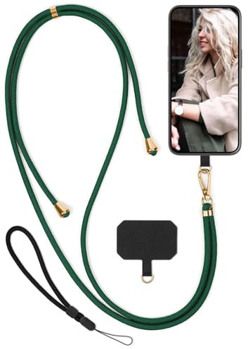 moex Unleash für Realme C67 (4G) – Handykette mit Karabiner, Umhängeband schnell abnehmbar – Smartphone Necklace mit Pad für Hüllen, Kette zum Umhängen in Dunkelgrün