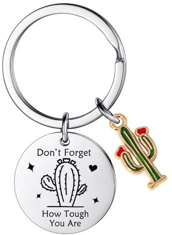 YEEQIN Inspirational Cactus Keychain For Women Friends Cactus Keychain Cactus Gifts For Cactus Lovers Birthday Graduation Gift For Sisters Brothers, Silvery, One Size
