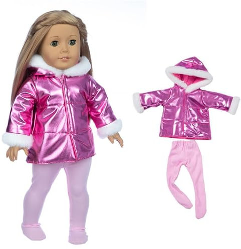 Codulu 18 Zoll Amerikanische Puppenkleidung Strumpfhose Winterkleidung Puppen-Zubehör für 43-46 cm Puppen-2 Teile/Set-Rot Rose