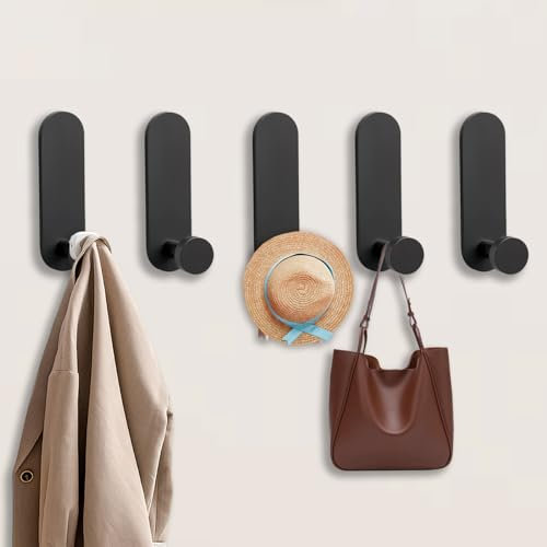Bosdontek Ganchos Adhesivos Para Pared, 5 Piezas Perchero Adhesivo Colgador Toalla Baño Adhesivo, Percha Adhesiva Sin Taladro Resistentes Colgadores De Toallas Perchero Adhesivas para Baño/Cocina