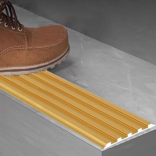 Treppenkantenprofil Rutschfest Aluminium Deck Treppenstufen 5 Stk., Wasserdicht Äußeres Griffband Für Laufflächen, Sicherheit Indoor Oder Outdoor Stufe Der Treppenstufe Für Laminat Stufen(Gold C,5 pac