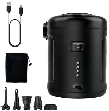 Inflador Electrico 6000mAh, XiXiRan Bomba de Aire eléctrica Portátil, Inflador Colchon Hinchable con 5 Boquillas, Bomba Eléctrica Recargable Que se Puede Inflar y Desinflar Rápidamente