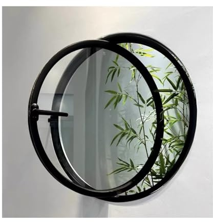 LYMGRZ Ventanas de ventilación Redondas, corredizas y giratorias de 360°, de Repuesto, de Guillotina metálica, para baño, Cocina, con Montaje Empotrado, de Vidrio Templado, con manijas (Negro, 80 c
