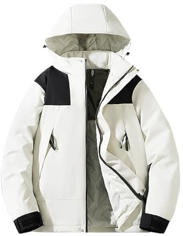 Générique Coupe Vent Homme Veste Pluie Hiver Épais Impermeable Ski Chaud Coupe-Vent en Plein Air Quotidien Blousons Extérieure Zippé Manteau Décontracté Confortable Vêtements S-3XL