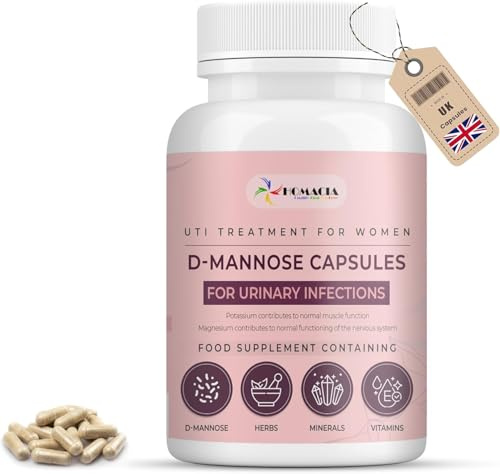 D Mannose Capsules Supports Cystitis Treatment for Women | Bladder Control & Urinary Tract Infection | | Water Infection Treatment for Women | Easy to Swallow Tablets | 1500 MG Capsules - UK Made