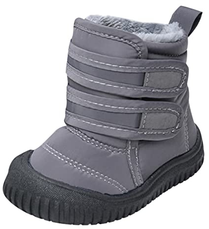 Stivali da Neve Bambina Bambino 21-26 EU con Pelo Caldo e Strappo Stivaletti Bambini Suola Morbidi Antiscivolo Scarpe Invernali Bimbi Comodo per Casa Lavoro Outdoor Sportiva,Grigio,24