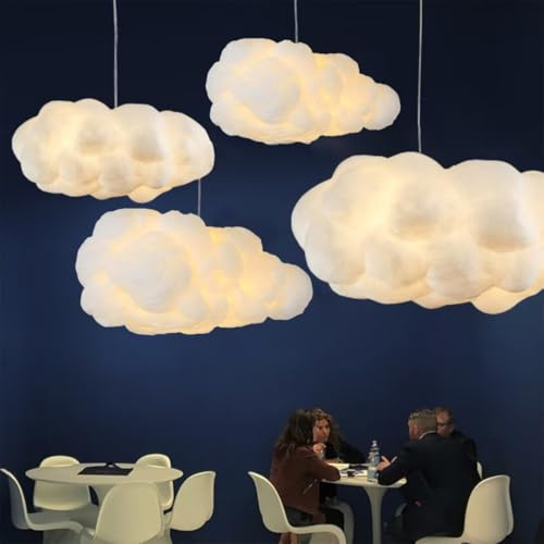 Simulation Cloud Pendelleuchte, kreativer Baumwollwolken-Kronleuchter, schwebende Wolken-Deckenleuchte, dekorative Wolken-Deckenleuchte, hängende Wolkenleuchte für Schlafzimmer, Esszimmer, Flur, 30 x