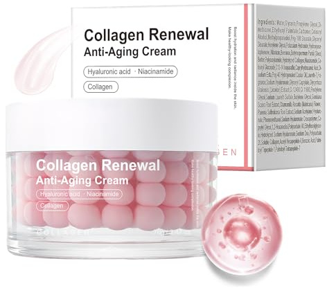 Creme Hydratante Visage,70g Creme Collagene,Pink Crème Capsules Collagène Rose,Texture Gel Améliore Fermeté Peau,Procure Une Hydratation Longue Durée,Illumine Teint Et Convient Plupart Types Peau