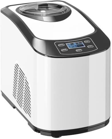 HOMCOM Eismaschine 1,5L mit Soft-Eis-Modus & Hart-Eis-Modus LCD Display | Eiscrememaschine, Speiseeisbereiter, Frozen Eisbereiter Speiseeismaschine, Messbecher, Schaufel, 45 Min., DIY Eiscreme