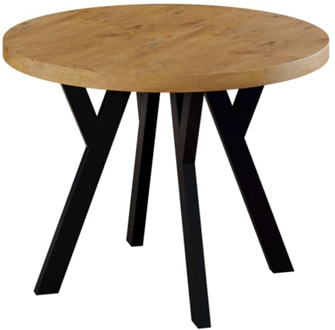 FURNEO Runder Ausziehbarer Tisch für Esszimmer - 100/200 cm - Stilvoll und platzsparend - für Küche (Lancelot, Metallbeine)