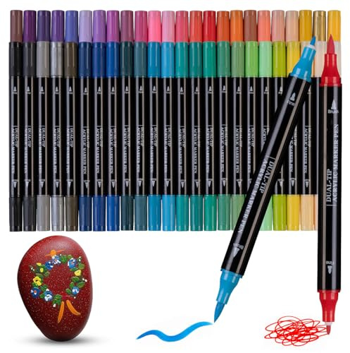 Playtastic Acrylfarbstifte: Acrylstifte-Set mit 48 Farben, 2 Spitzen mit 0,5 und 5 mm, wasserfest (Acrylmalstifte, Farbstifte)