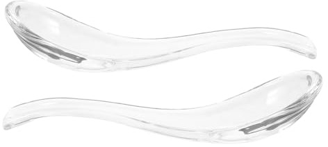 Transparente Glaslöffel 2 Stück 13x4x3,5cm für Dessert und Tee | Fein Poliert, Glatte Oberfläche, Japanischer Stil, für Buffet, Zuhause, Caterer, Junge Mädchen