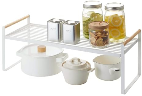 YAMAZAKI 3803 TOSCA Storage Shelf, white, Steel/Wood, 60 x 22.5 x 22 cm