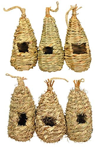 Selections Bird Rooster Pack (Pack of 6) Straw and Raffia Roosting Pouches