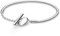 PANDORA Moments Women's Sterling Silver Heart T-Bar Snake Chain Bracelet, Size 16, No Box