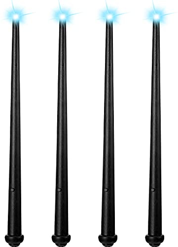 4 Pièces Baguette Lumineuse Jouet Magique de Lumière et Son Baguettes de Sorcière, Baguette Lumineuse, Accessoire de Costume de Fête pour Halloween Cosplay Mascarade (Noir)