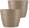 Tymar Pot de Fleurs, Pot de Plantes en Plastique, Lot de 2, Forme Ronde, Cache-Pot (11 cm, Beige)