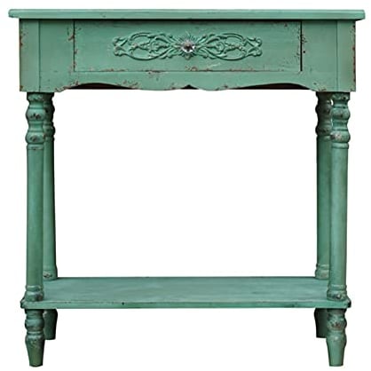 YYUN Holz Pflanztisch Retro Garten Praktischer Arbeitsfläche Dekorativ mit Schublade und Offenen Regalen für Drinnen Oder Draußen, 80×38×83,5cm, Grün
