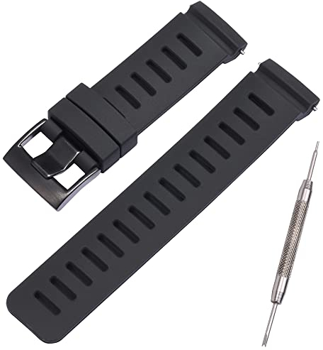 XBHSW Correa de silicona de 24 mm de repuesto para Suunto D5 Buceo Computadora Spartan Sport WHR Pulsera Impermeable Deportes al aire libre Caucho Reloj Banda Accesorios Hombre (Hebilla Negra Negro)