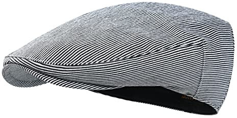 STARANCE Herren Mütze Ivy Gatsby Newsboy Baumwolle Sommer Driving Scally Cap dünn, Schwarzer Streifen, 62 EU