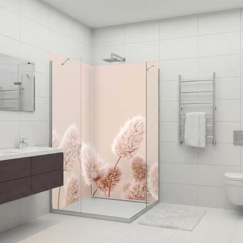 dedeco Eck-Duschrückwand wasserfest Motiv: Blumen V3, 2 x 90x200 cm, als Badrückwand zum Fliesenersatz, als Dekorwand, Wandverkleidung und Duschplatte aus Aluminium - Made in Germany
