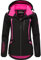 MARIKOO Damen Softshelljacke wasserdichte Funktionsjacke mit Abnehmbarer Kapuze Mount-Cho-Oyu Black Gr. L