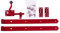 Pollmann®Baubeschläge Ladenband mit Kloben Gartentorfalle und Schrauben, Set für Gartentor, galvanisch verzinkt und Kunststoff beschichtet RAL 3004 (rot)