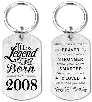Yobent Schlüsselanhänger zum 18. Geburtstag für Ihn Männer 2008, 18 Jahre alte Geburtstagsgeschenke für sie Frauen, Happy 18th Birthday Schlüsselanhänger