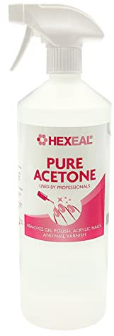 Hexeal Pure Acetone 1L – 1L Spray of 99.5% High Strength Acetone for Nail Polish & Nail Varnish Removal – Professional Quality Gel Polish & Acrylic Soak Off & Removal