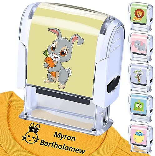 ABIsedrin Personalisierter Namensstempel für Kleidung Kinder Benutzerdefinierte wasserdichte Kleidung Stempel Angepasste Kleidung Stempel Selbstfärbend mit Name-6 Aufklebermustern