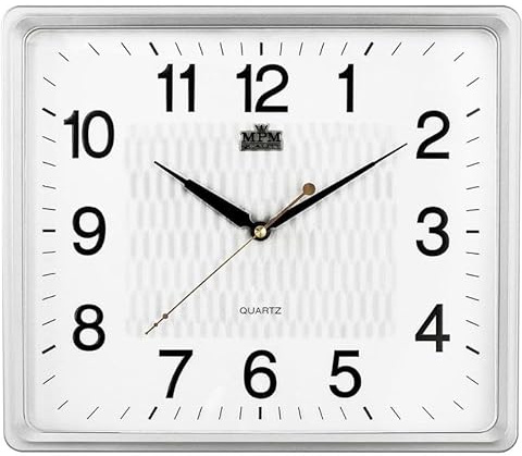 MPM Quality Quadratische Holz Wanduhr, Made in EU, Elegante Design-Holzuhr, Wood Clock, Quarz-Uhrwerk Sweep, ∅ 350 mm, schöne Wanddeko für die Küche, Büro oder Wohnzimmer (Weiß)