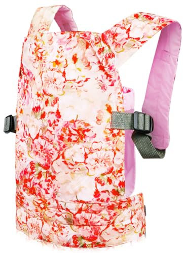Aolso Babypuppentrage, Puppentrage Puppen Kinder Puppenwagen, Rückentrage mit verstellbaren Trägern für Babys, Puppezubehör für 14-18 Zoll Puppengurt, Tragepuppenzubehör für Kinder (Rosa-Baumwolle)